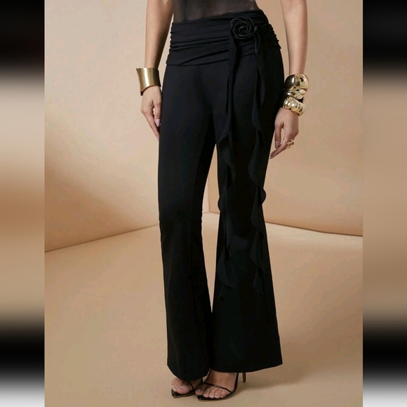 Women's Coated Floral 3D Print High Waisted Slim Long Pants Suitable For Party - Picture 1 of 4